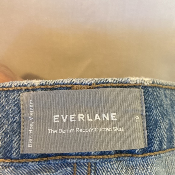 Everlane Raw Hem Denim Reconstructed Mini Blue Jean Skirt Size 28 - Picture 7 of 8